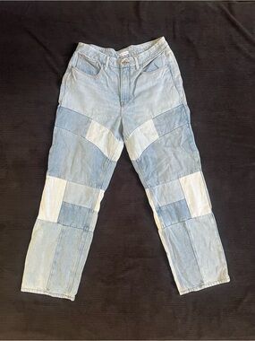 Good American Two-Tone Patchwork Light Blue Jeans